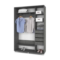 РОЛАНД Шкаф-купе с зеркалом Камень темный (450*1600) Р462 в Талице - talica.mebel24.online | фото 5