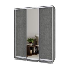 РОЛАНД Шкаф-купе с зеркалом Камень темный (450*1700) Р472 в Талице - talica.mebel24.online | фото