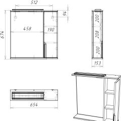 Шкаф-зеркало Optima 65 Эл. правый глянец Домино (DO1907HZ) в Талице - talica.mebel24.online | фото 14