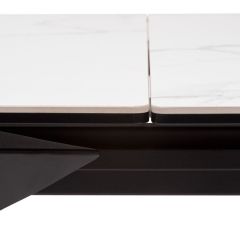 Стол CREMONA 140 HIGH GLOSS STATUARIO Белый мрамор глянцевый, керамика/ черный каркас, ®DISAUR в Талице - talica.mebel24.online | фото 6