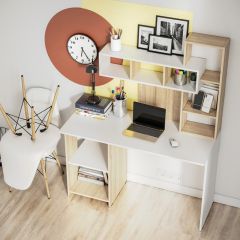Стол компьютерный Олимп (дуб сонома/белый) в Талице - talica.mebel24.online | фото 2