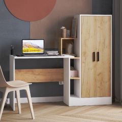 Стол компьютерный СКМ-1 ЛДСП Белый/Дуб крафт золотой в Талице - talica.mebel24.online | фото