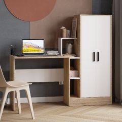 Стол компьютерный СКМ-1 ЛДСП Белый/Дуб сонома в Талице - talica.mebel24.online | фото