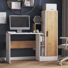 Стол компьютерный СКМ-2 ЛДСП Белый/Дуб крафт золотой в Талице - talica.mebel24.online | фото