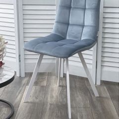 Стул CHILLI SQUARE G108-56 пудровый синий, велюр/ белый каркас М-City в Талице - talica.mebel24.online | фото 6