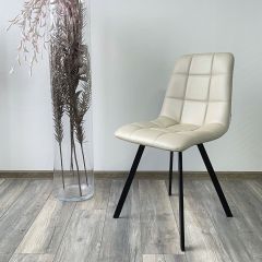 Стул CHILLI SQUARE HK017-02 серо-бежевый, PU/ черный каркас М-City в Талице - talica.mebel24.online | фото 2