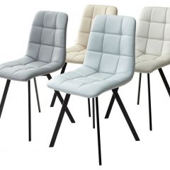 Стул CHILLI SQUARE HK017-02 серо-бежевый, PU/ черный каркас М-City в Талице - talica.mebel24.online | фото 3