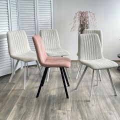 Стул ELVIS WZ2042-18 белая галька фактурный велюр / белый каркас М-City в Талице - talica.mebel24.online | фото 2