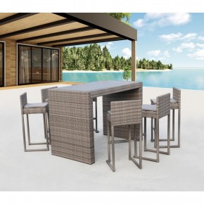 Барный комплект плетеной мебели T390GD/Y390G-W78_6Pcs Grey в Талице - talica.mebel24.online | фото 1