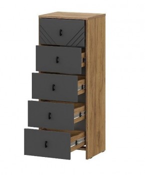 БАЙКАЛ Комод (5 ящиков) Графит/Дуб золотой в Талице - talica.mebel24.online | фото 2