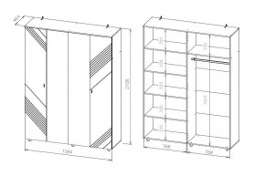 БАЙКАЛ Шкаф четырехстворчатый (Графит/Дуб золотой) в Талице - talica.mebel24.online | фото 3