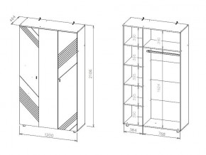 БАЙКАЛ Шкаф трехстворчатый (Графит/Дуб золотой) в Талице - talica.mebel24.online | фото 3