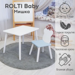 Детский комплект стол и стул «Мишка» Rolti Baby  (голубая столешница/голубое сиденье/белые ножки) в Талице - talica.mebel24.online | фото