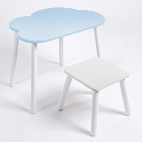 Детский комплект стол ОБЛАЧКО  и табурет Rolti Baby (голубая столешница/белое сиденье/белые ножки) в Талице - talica.mebel24.online | фото