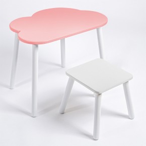 Детский комплект стол ОБЛАЧКО  и табурет Rolti Baby (розовая столешница/белое сиденье/белые ножки) в Талице - talica.mebel24.online | фото