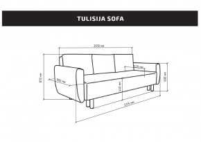 Диван-кровать Тулисия пастельно-голубой, ткань рогожка в Талице - talica.mebel24.online | фото 3