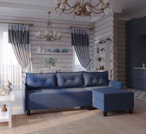 Диван-кровать угловой Киркас синий, ткань рогожка в Талице - talica.mebel24.online | фото 2
