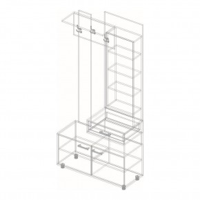 ГРАФ Вешалка с зеркалом ПРАВОЕ исполнение (темно серый) в Талице - talica.mebel24.online | фото 2