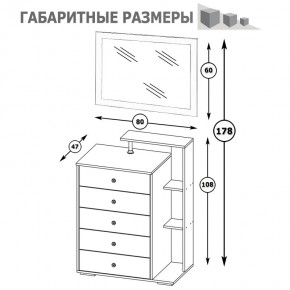 Камелия Комод + Зеркало, цвет белый, ШхГхВ 80х46,8х178 см., НЕ универсальная сборка в Талице - talica.mebel24.online | фото 6