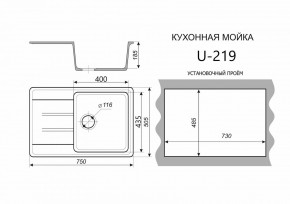 Каменная мойка ULSTONE U-219 (755х505) в Талице - talica.mebel24.online | фото 2