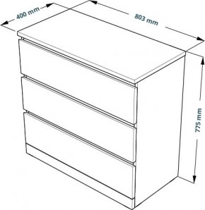 Комод Варма 3 с тремя выдвижными ящиками, цвет белый в Талице - talica.mebel24.online | фото 4