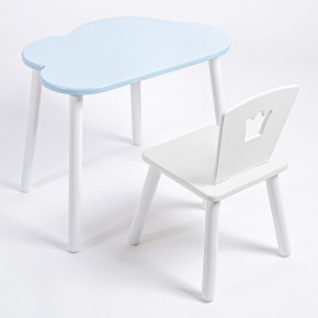 Комплект детский стол ОБЛАЧКО и стул КОРОНА ROLTI Baby (голубая  столешница/белое сиденье/белые ножки) в Талице - talica.mebel24.online | фото 1