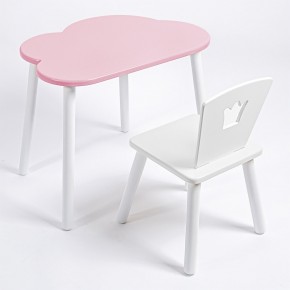 Комплект детский стол ОБЛАЧКО и стул КОРОНА ROLTI Baby (розовая столешница/белое сиденье/белые ножки) в Талице - talica.mebel24.online | фото