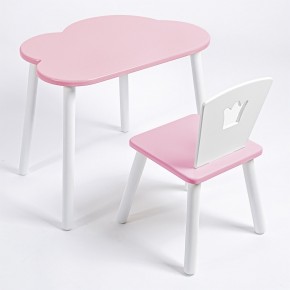 Комплект детский стол ОБЛАЧКО и стул КОРОНА ROLTI Baby (розовая столешница/розовое сиденье/белые ножки) в Талице - talica.mebel24.online | фото