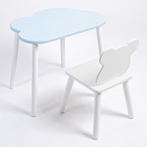 Комплект детский стол ОБЛАЧКО и стул МИШКА ROLTI Baby (голубая столешница/белое сиденье/белые ножки) в Талице - talica.mebel24.online | фото 1
