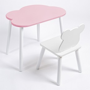 Комплект детский стол ОБЛАЧКО и стул МИШКА ROLTI Baby (розовая столешница/белое сиденье/белые ножки) в Талице - talica.mebel24.online | фото