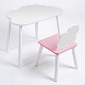 Комплект детский стол ОБЛАЧКО и стул ОБЛАЧКО ROLTI Baby (белая столешница/розовое сиденье/белые ножки) в Талице - talica.mebel24.online | фото