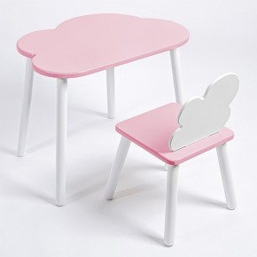 Комплект детский стол ОБЛАЧКО и стул ОБЛАЧКО ROLTI Baby (розовая столешница/розовое сиденье/белые ножки) в Талице - talica.mebel24.online | фото 1
