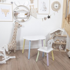 Комплект детский стол ОБЛАЧКО и стул ЗВЕЗДА ROLTI Baby (белая столешница/белое сиденье/цветные ножки) в Талице - talica.mebel24.online | фото