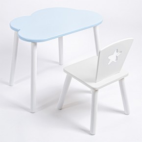 Комплект детский стол ОБЛАЧКО и стул ЗВЕЗДА ROLTI Baby (голубая столешница/белое сиденье/белые ножки) в Талице - talica.mebel24.online | фото