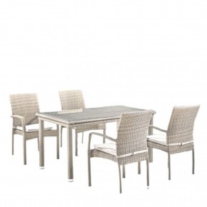 Комплект плетеной мебели T256C/Y376C-W85 Latte (4+1) + подушки на стульях в Талице - talica.mebel24.online | фото