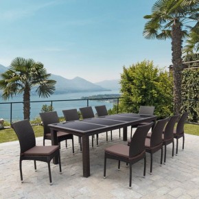 Комплект плетеной мебели T438/Y380A-W53 Brown (10+1) в Талице - talica.mebel24.online | фото 1