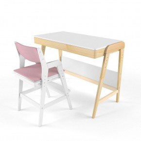 Комплект растущий стол и стул с чехлом 38 попугаев «Вуди» (Белый, Белый, Розовый) в Талице - talica.mebel24.online | фото