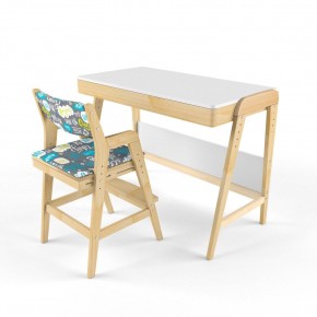 Комплект растущий стол и стул с чехлом 38 попугаев «Вуди» (Белый, Береза, Салют) в Талице - talica.mebel24.online | фото