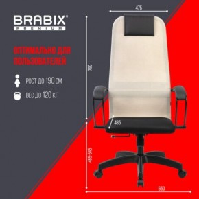 Кресло BRABIX PREMIUM "Ultimate EX-800" пластик, плотная двойная сетка Х2, черное/бежевое, 532916 в Талице - talica.mebel24.online | фото 6