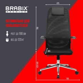 Кресло BRABIX PREMIUM "Ultimate EX-801" хром, плотная двойная сетка Х2, черное, 532917 в Талице - talica.mebel24.online | фото 7