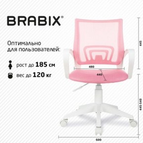 Кресло BRABIX "Fly MG-396W", с подлокотниками, пластик белый, сетка, розовое, 533008 в Талице - talica.mebel24.online | фото 5
