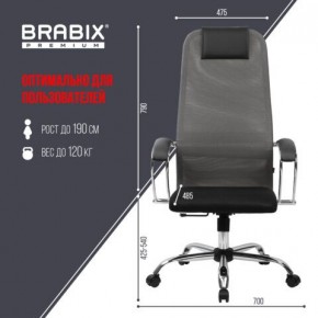Кресло офисное BRABIX PREMIUM "Ultimate EX-800" хром, плотная двойная сетка Х2, черное/серое, 532912 в Талице - talica.mebel24.online | фото 3
