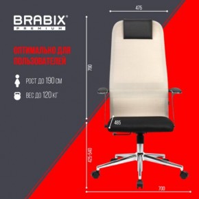 Кресло офисное BRABIX PREMIUM "Ultimate EX-801" хром, плотная двойная сетка Х2, черное/бежевое, 532919 в Талице - talica.mebel24.online | фото 6