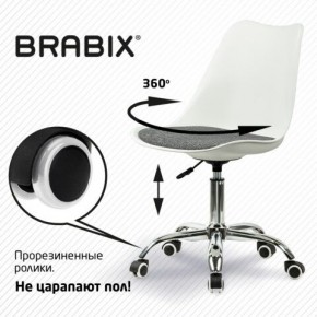 Кресло стул BRABIX "Eames MG-310 CH", хром, пластик белый, ткань серая, 532924 в Талице - talica.mebel24.online | фото 7