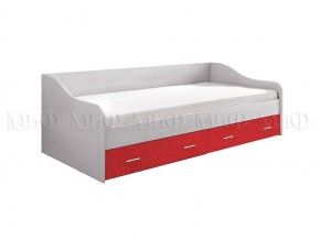 ВЕГА АЛФАВИТ Кровать 900 с настилом ЛДСП (Белый/Красный) в Талице - talica.mebel24.online | фото