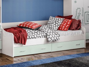 ВЕГА АЛФАВИТ Кровать 900 с настилом ЛДСП (Белый/Мята) в Талице - talica.mebel24.online | фото