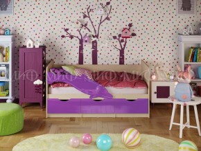 Кровать Дельфин-1 800*1600 (Фиолетовый металлик/дуб крафт белый) в Талице - talica.mebel24.online | фото