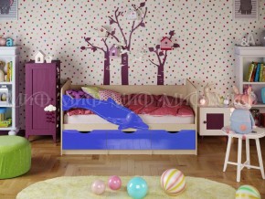 Кровать Дельфин-1 800*1600 (Синий металлик/дуб крафт белый) в Талице - talica.mebel24.online | фото