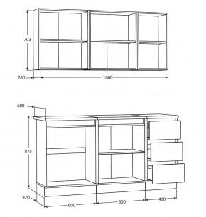 Кухня Хилтон 1.6 м (Белый текстурный/Дуб Вотан) в Талице - talica.mebel24.online | фото 3