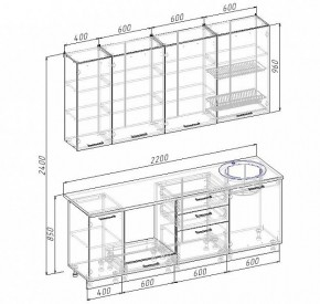 Кухонный гарнитур Антрацит 2200 (Стол. 26мм) в Талице - talica.mebel24.online | фото 3
